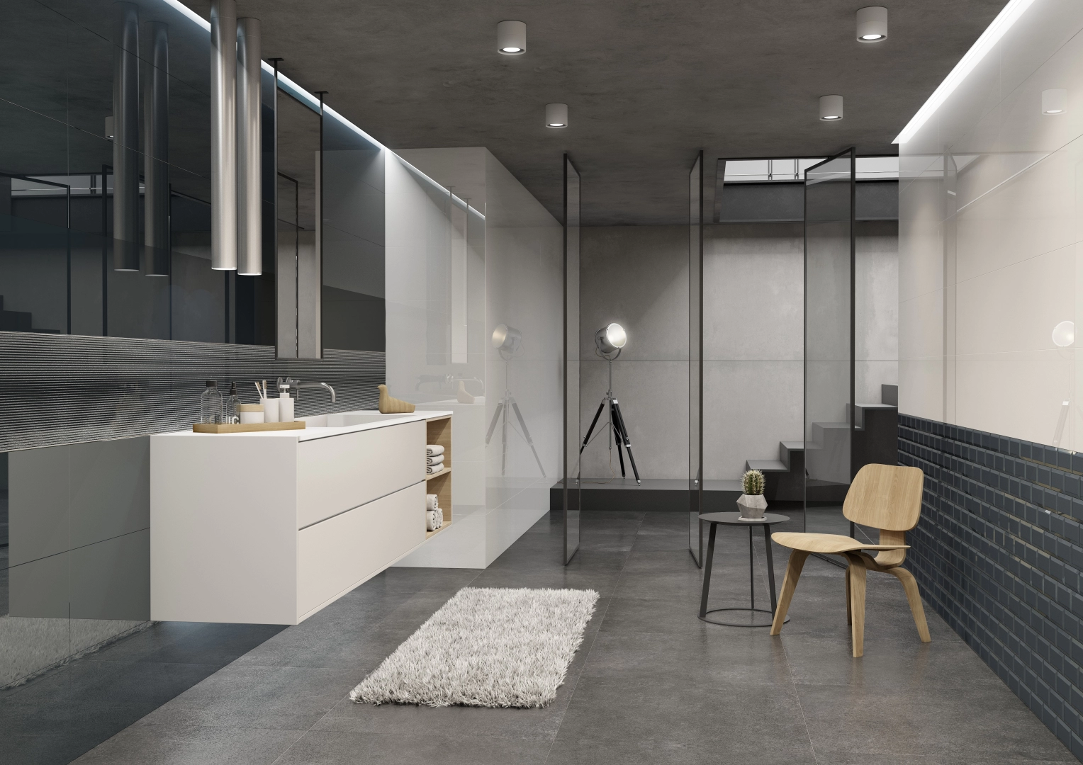 Gres Grespania BOREAL efekt kolor - aranzacja w eleganckiej lazience