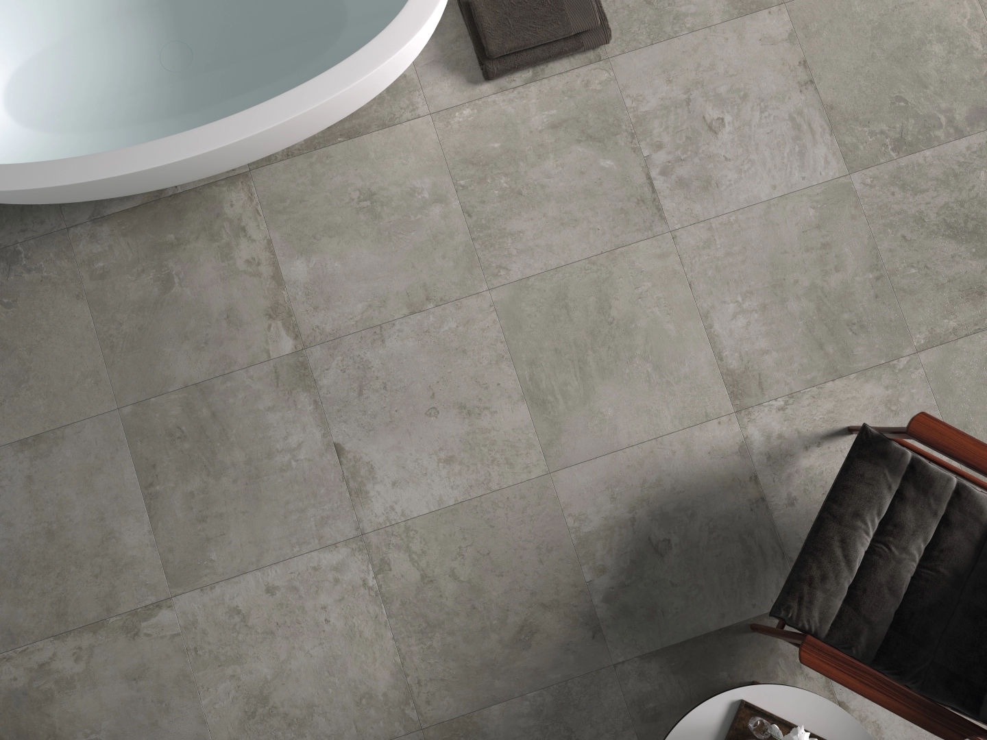 Gres Grespania TEMPO efekt beton - aranzacja w eleganckiej lazience
