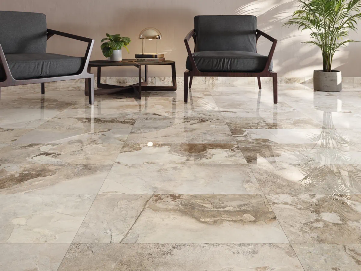Gres Grespania YUKATAN - - aranzacja w eleganckiej lazience