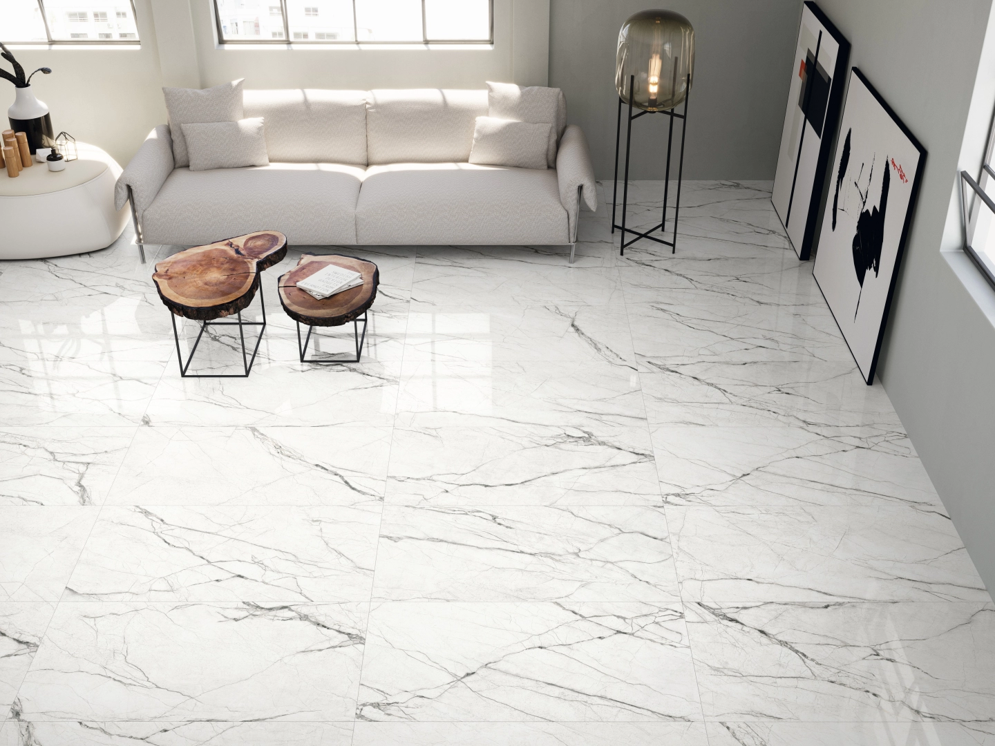 Gres Grespania VOLTERRA efekt marmur - aranzacja w eleganckiej lazience