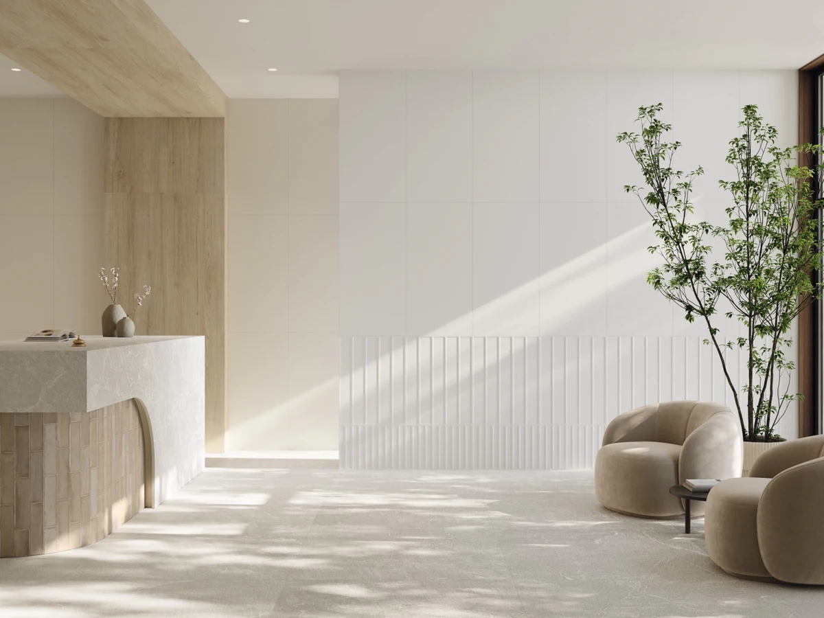 Gres Grespania SIROS efekt kolor - aranzacja w eleganckiej lazience