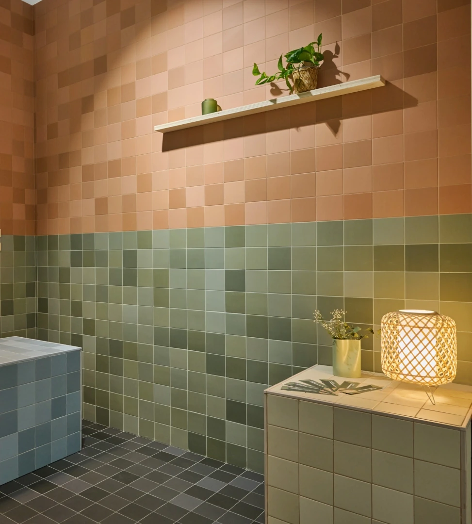 Gres Harmony RUBIK efekt kolor - aranzacja w eleganckiej lazience