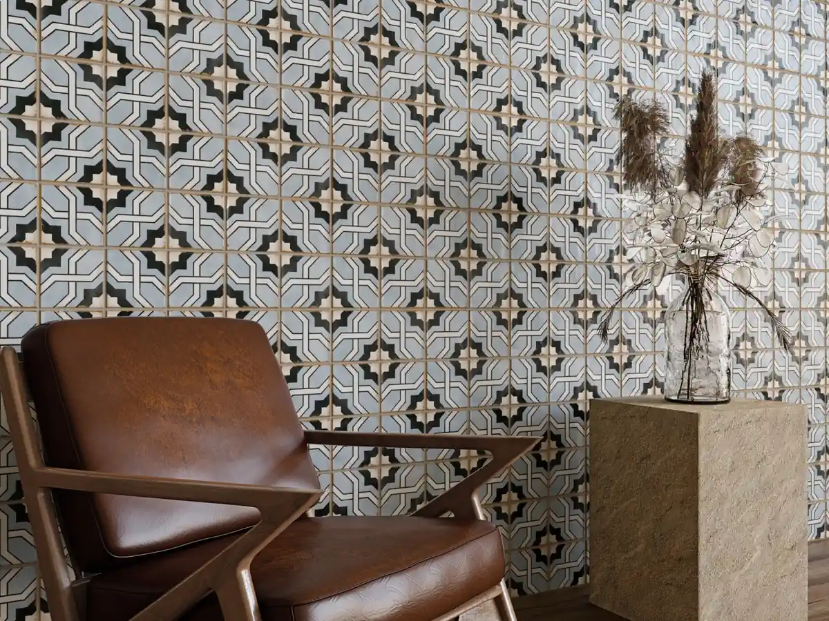 Gres Harmony CASABLANCA efekt wzór - aranzacja w eleganckiej lazience