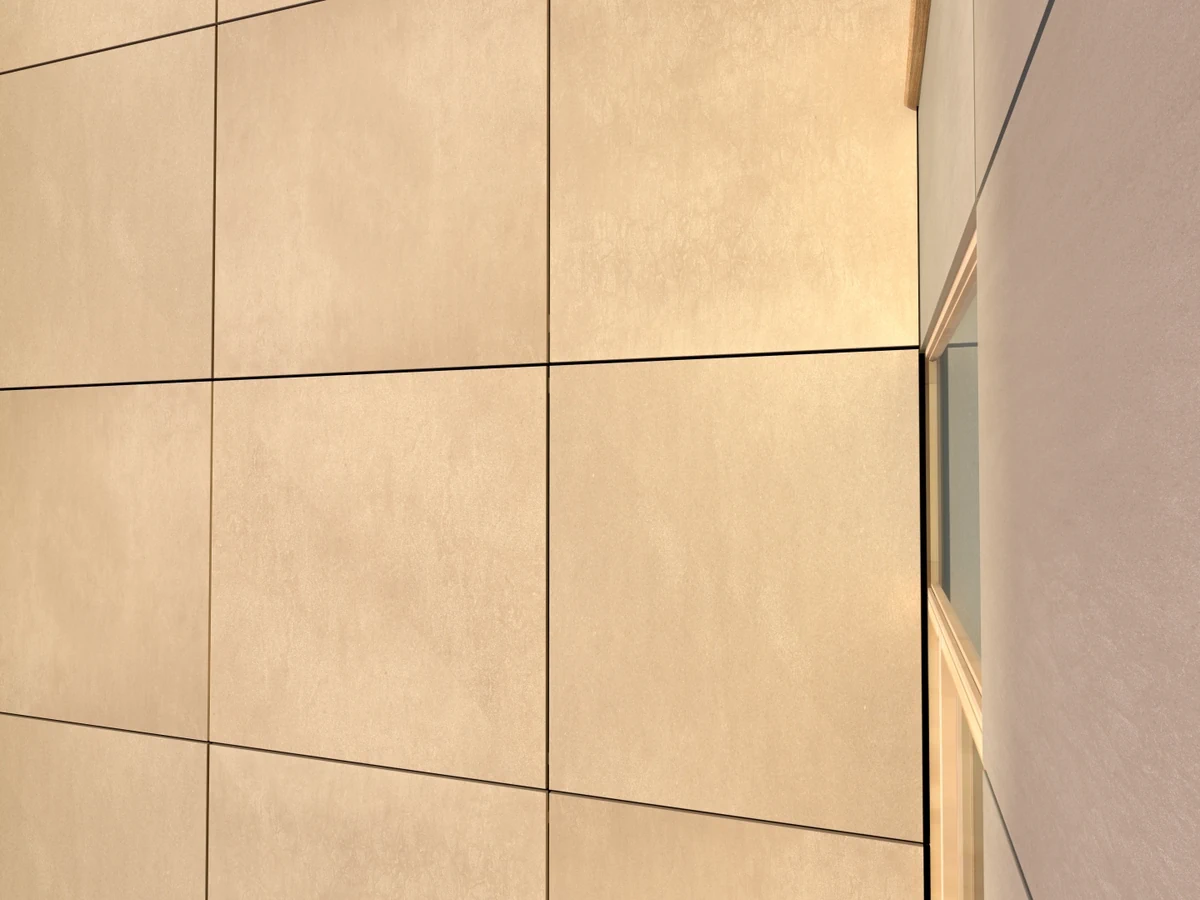 Gres Imola MICRON 2.0 efekt beton - aranzacja w przestronnym holu