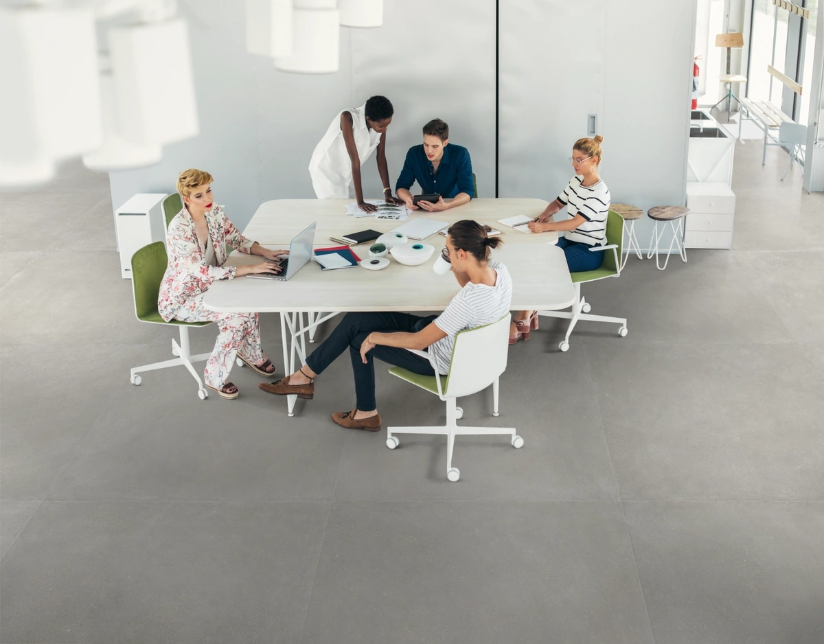 Gres Imola BLOX efekt beton - aranzacja w eleganckiej lazience