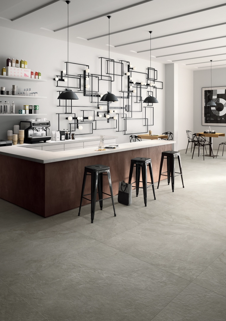 Gres Imola MUSE efekt kamień - aranzacja w eleganckiej lazience