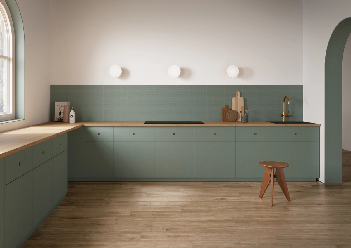 Gres Impronta LINFA efekt drewno - aranzacja w eleganckiej lazience