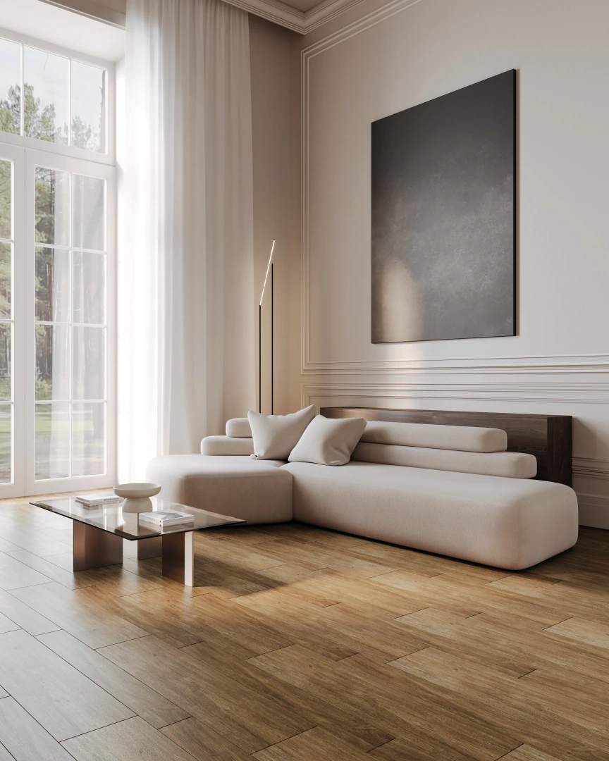 Gres Iris E-WOOD efekt drewno - aranzacja w elewacji domu