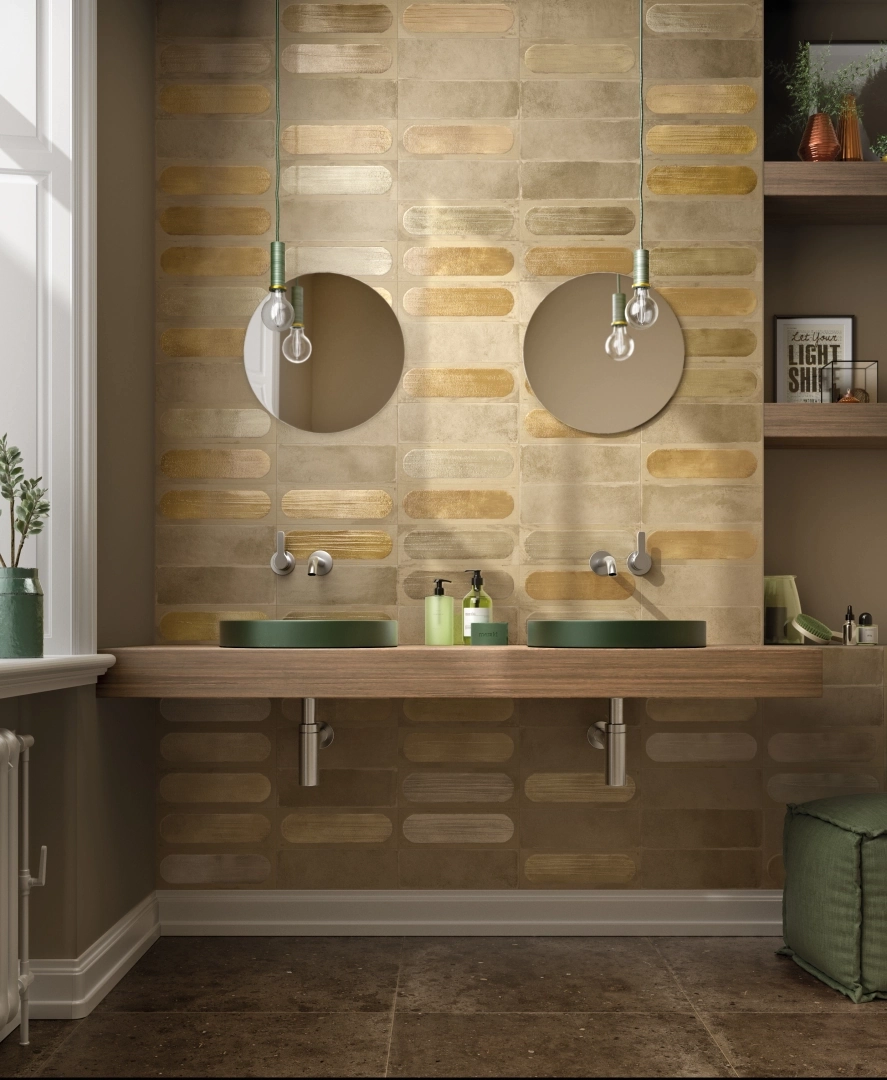 Gres Iris BLAZE efekt metal - aranzacja w elewacji domu