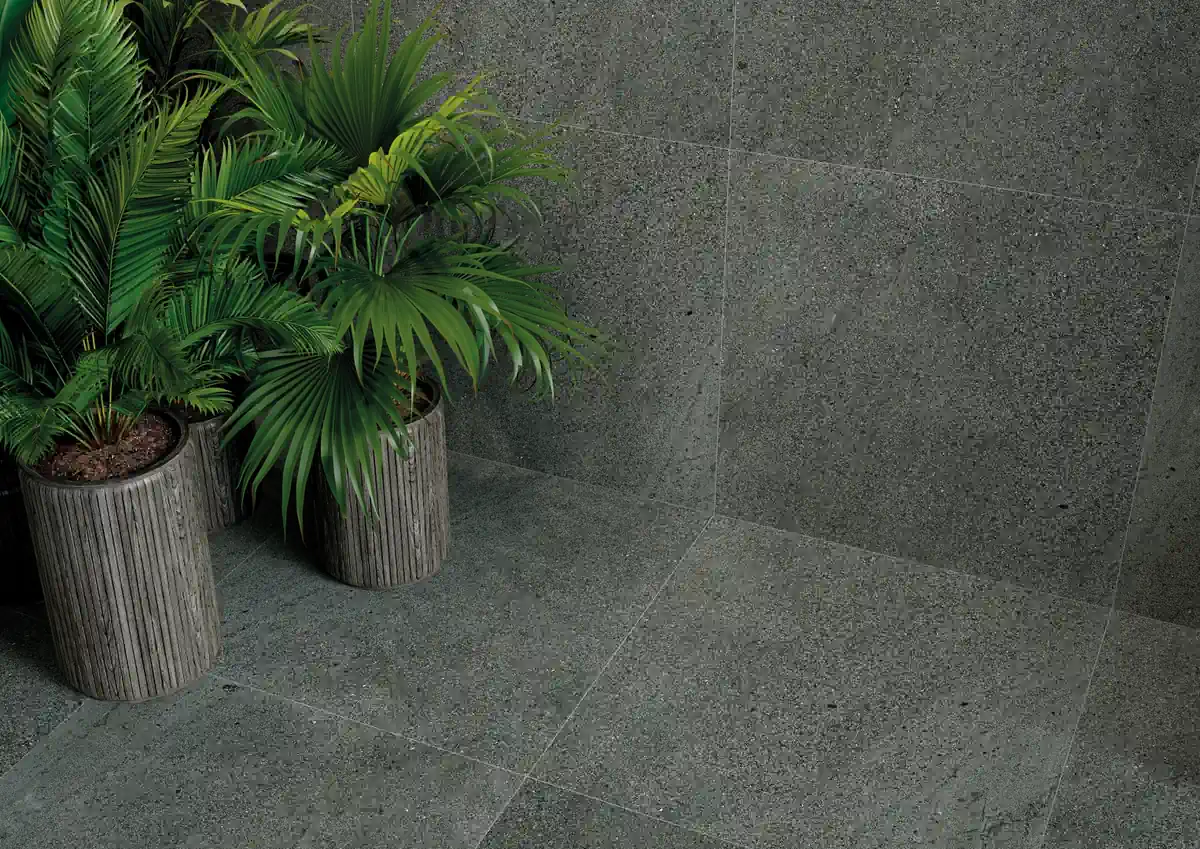 Gres Iris VICTORIAN STONE efekt kamień - aranzacja w minimalistycznym wnetrzu