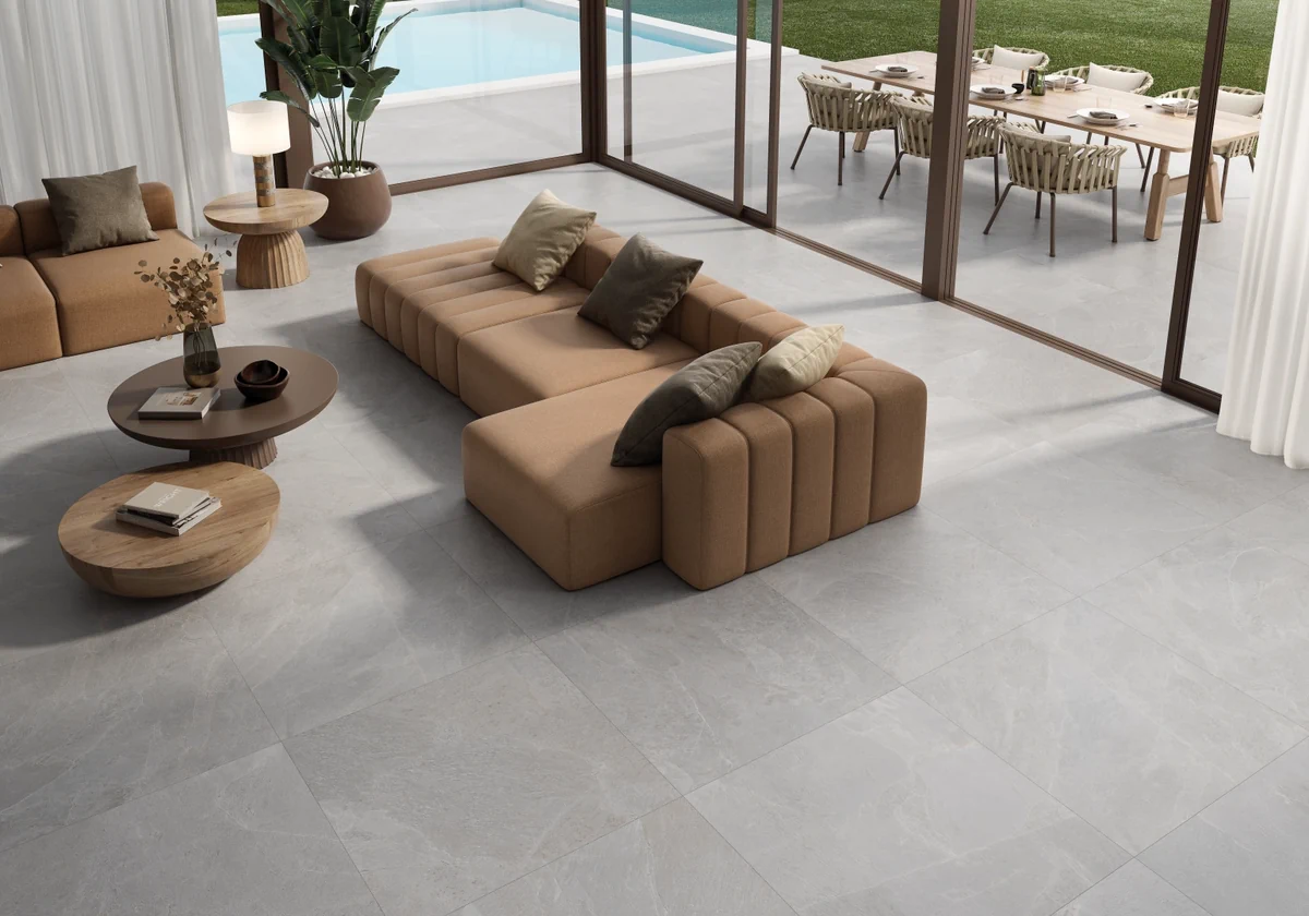 Gres Kerben MASAYA efekt beton - aranzacja w eleganckiej lazience