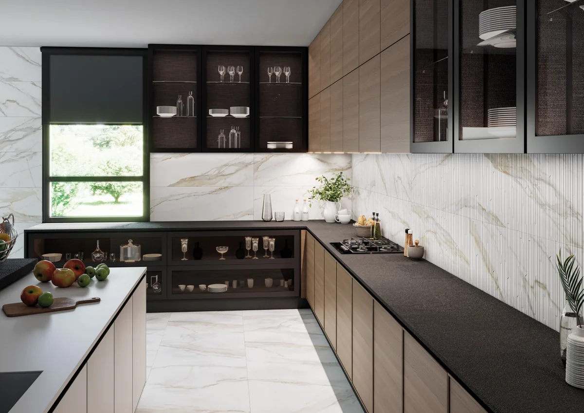 Gres Kerben IDYLLIC efekt marmur - aranzacja w eleganckiej lazience