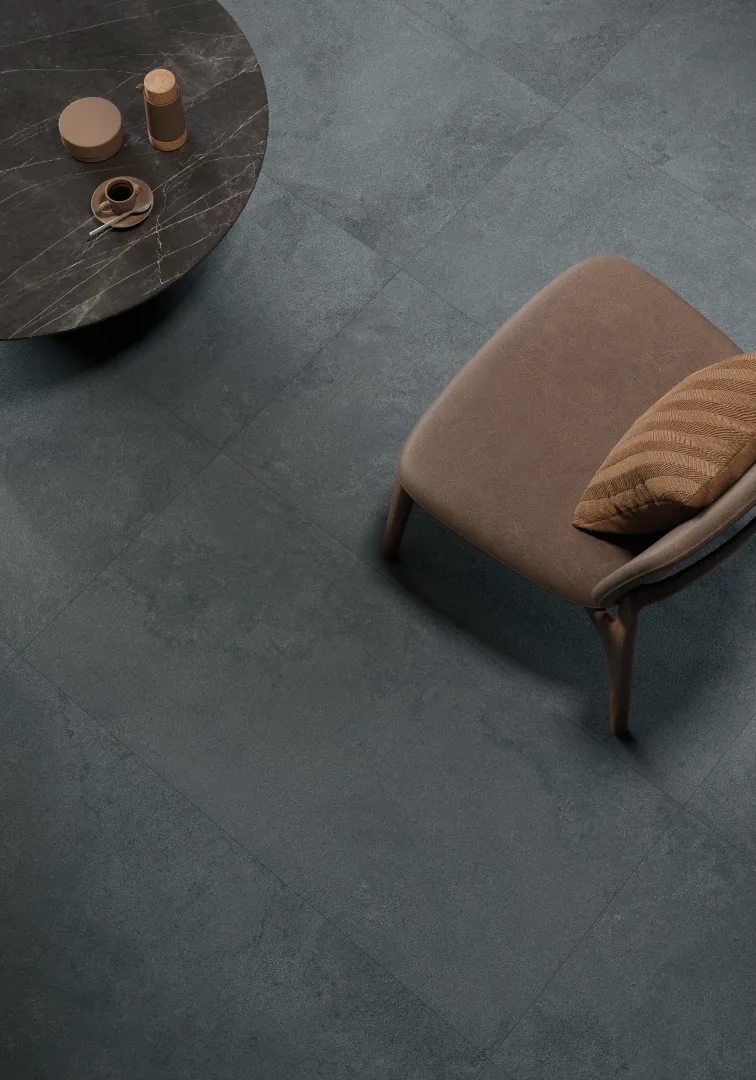 Gres Kerben ETERNIA efekt beton - aranzacja w minimalistycznym wnetrzu