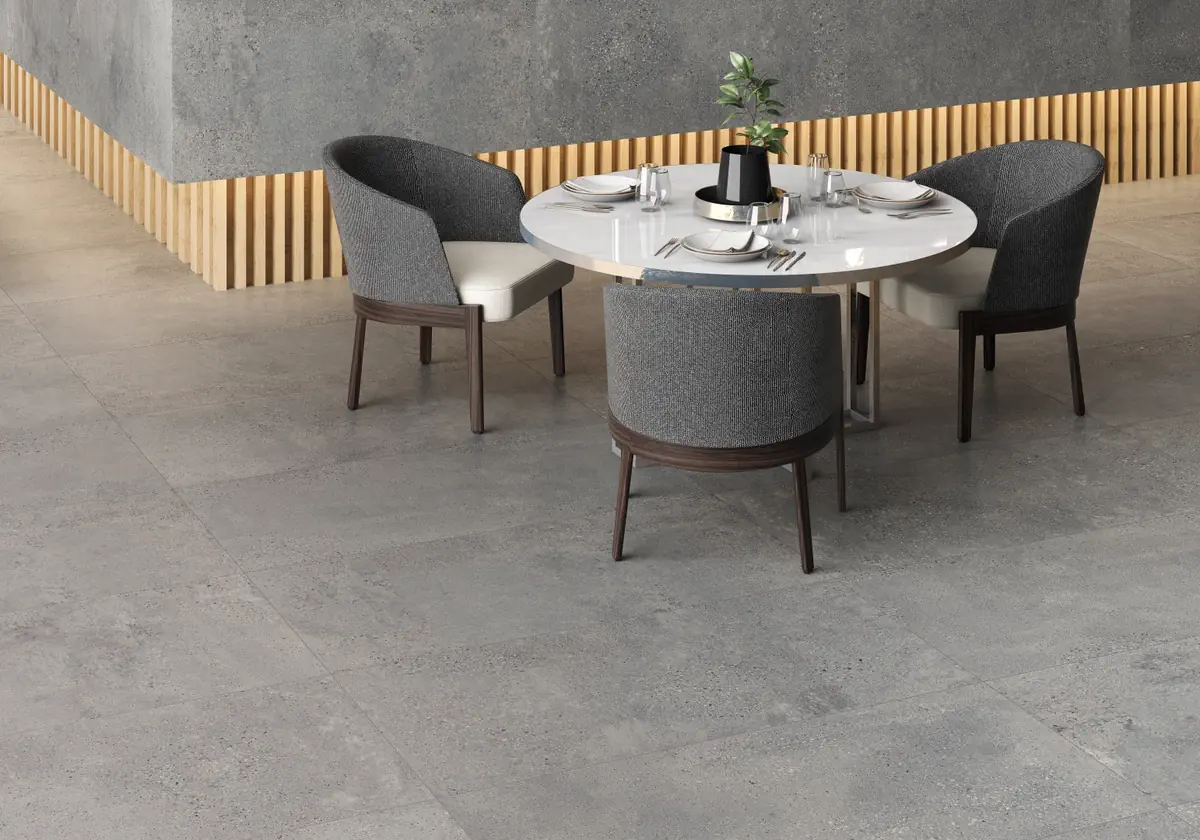 Gres Kerben UNDERGROUND efekt beton - aranzacja w eleganckiej lazience