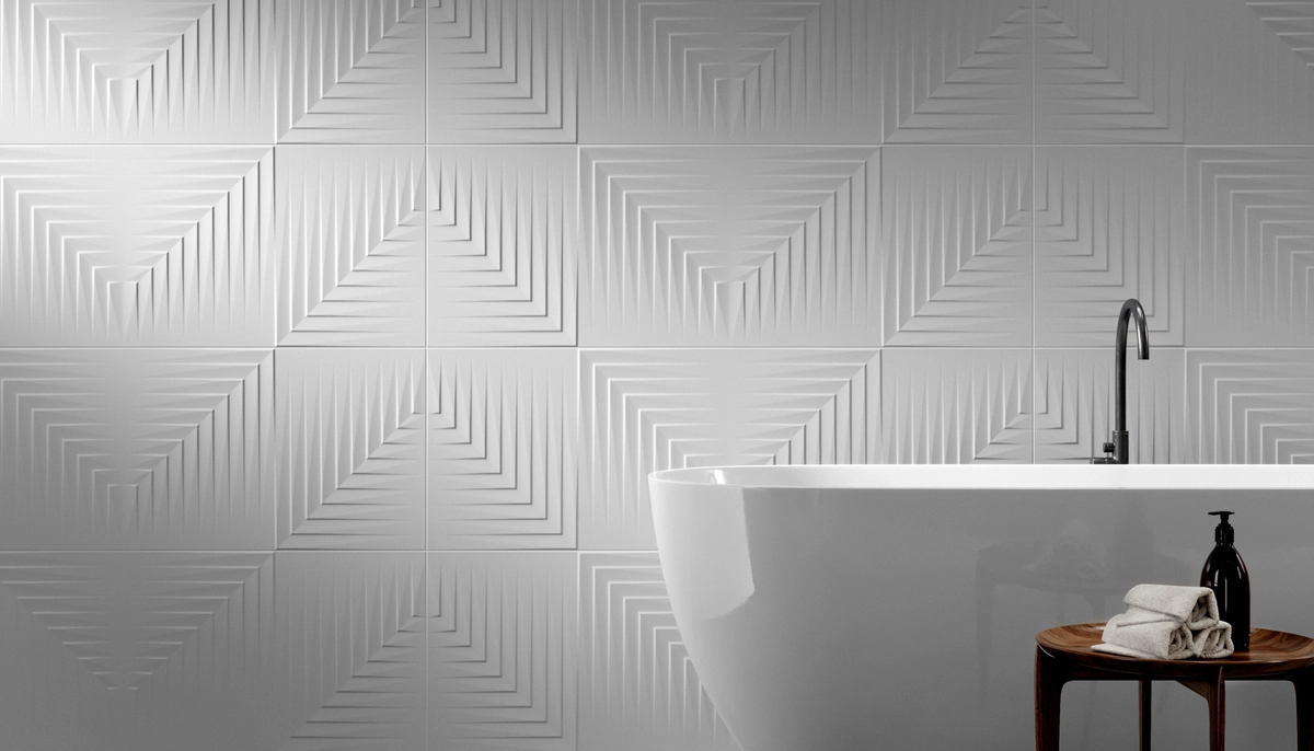 Gres Kerben SUPERWHITE efekt kolor - aranzacja w eleganckiej lazience