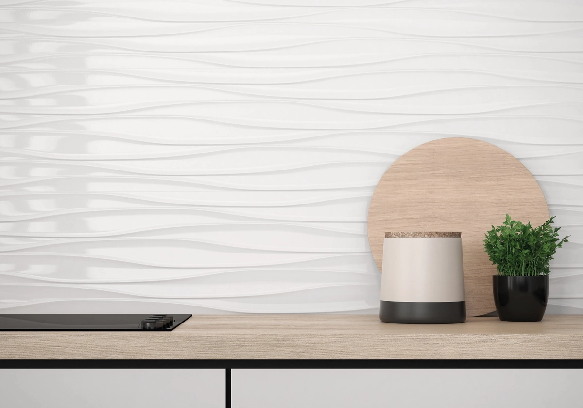 Gres Kerben SUPERWHITE efekt kolor - aranzacja w eleganckiej lazience
