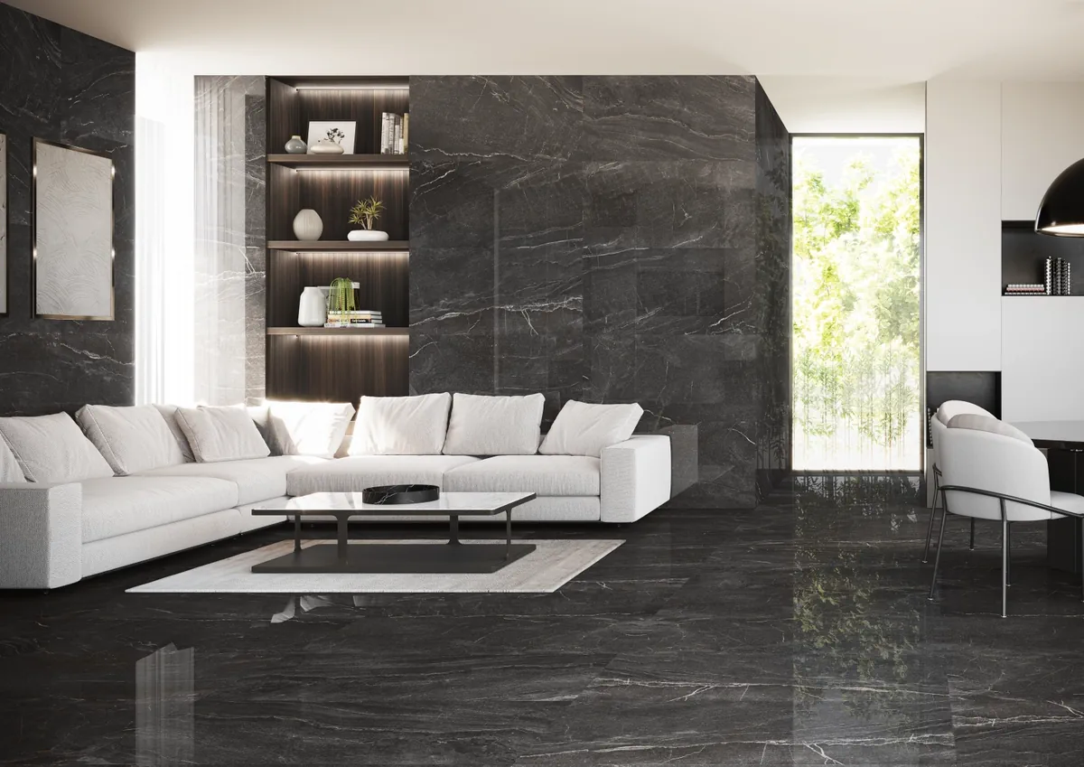 Gres Kerben IDYLLIC efekt marmur - aranzacja w eleganckiej lazience