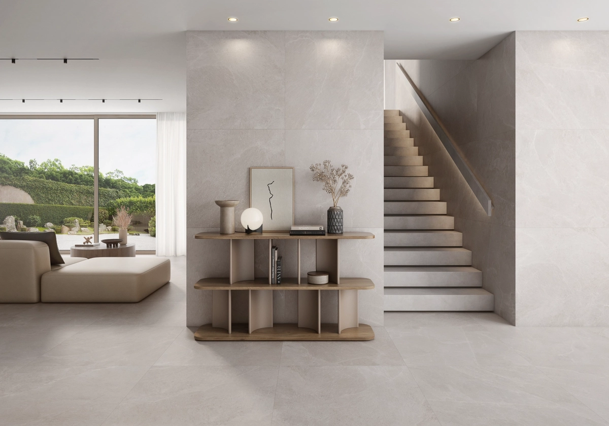 Gres Kerben MASAYA efekt beton - aranzacja w eleganckiej lazience