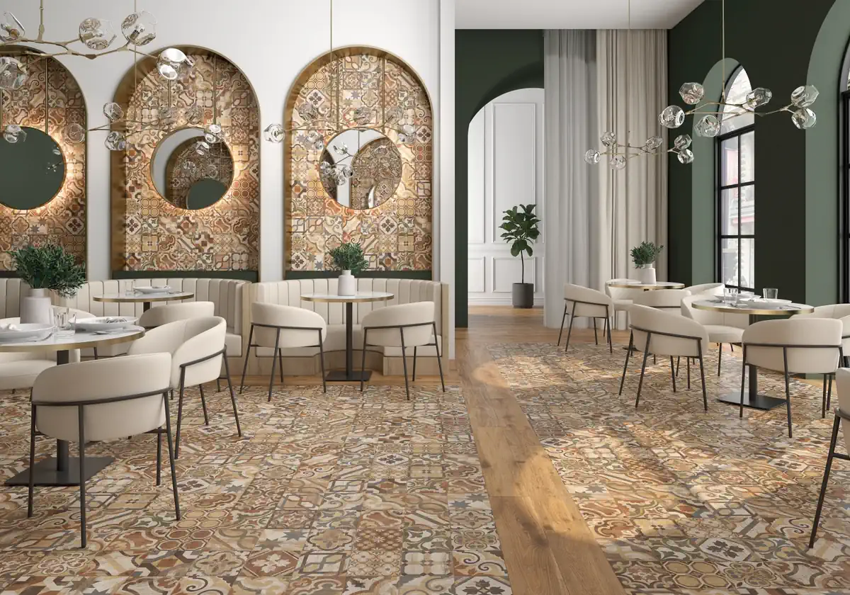 Gres Kerben NATURWOOD efekt drewno - aranzacja w eleganckiej lazience