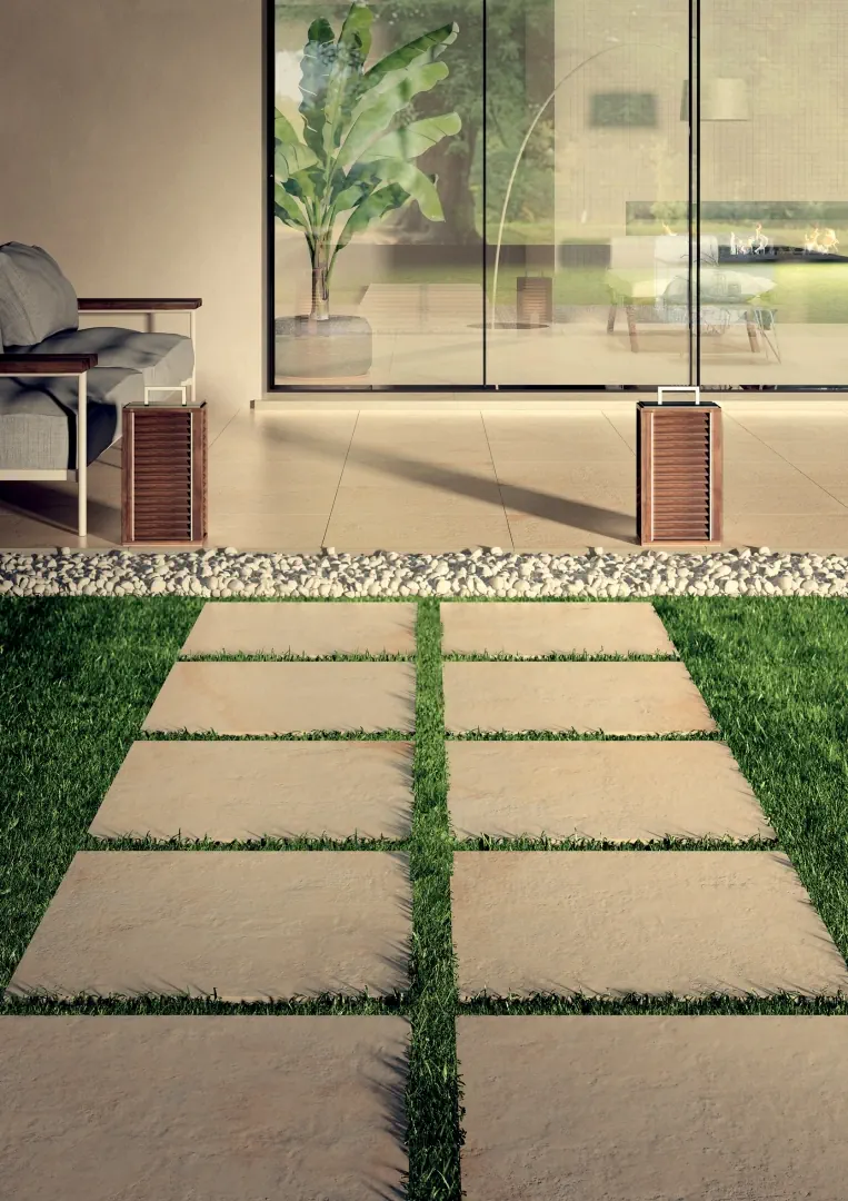 Gres La Fabbrica Ava ROYAL STONE efekt kamień - aranzacja w przy kominku