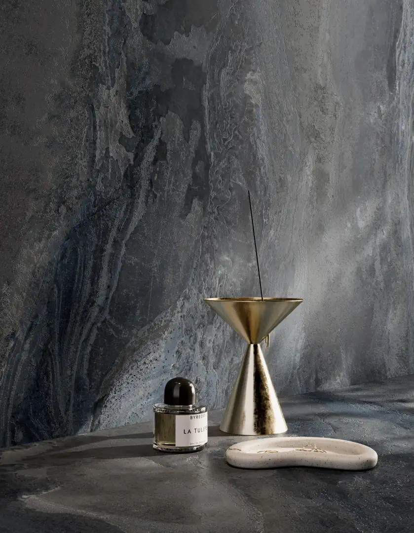 Gres La Fabbrica Ava DEEP STONE efekt kamień - aranzacja w eleganckiej lazience