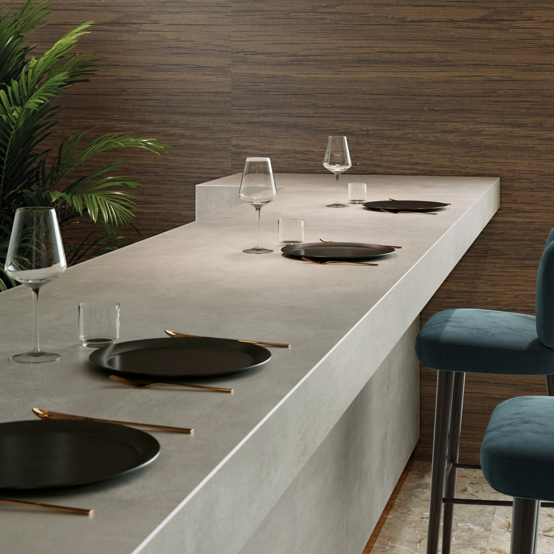 Gres La Fabbrica Ava SKYLINE efekt marmur - aranzacja w nowoczesnym salonie