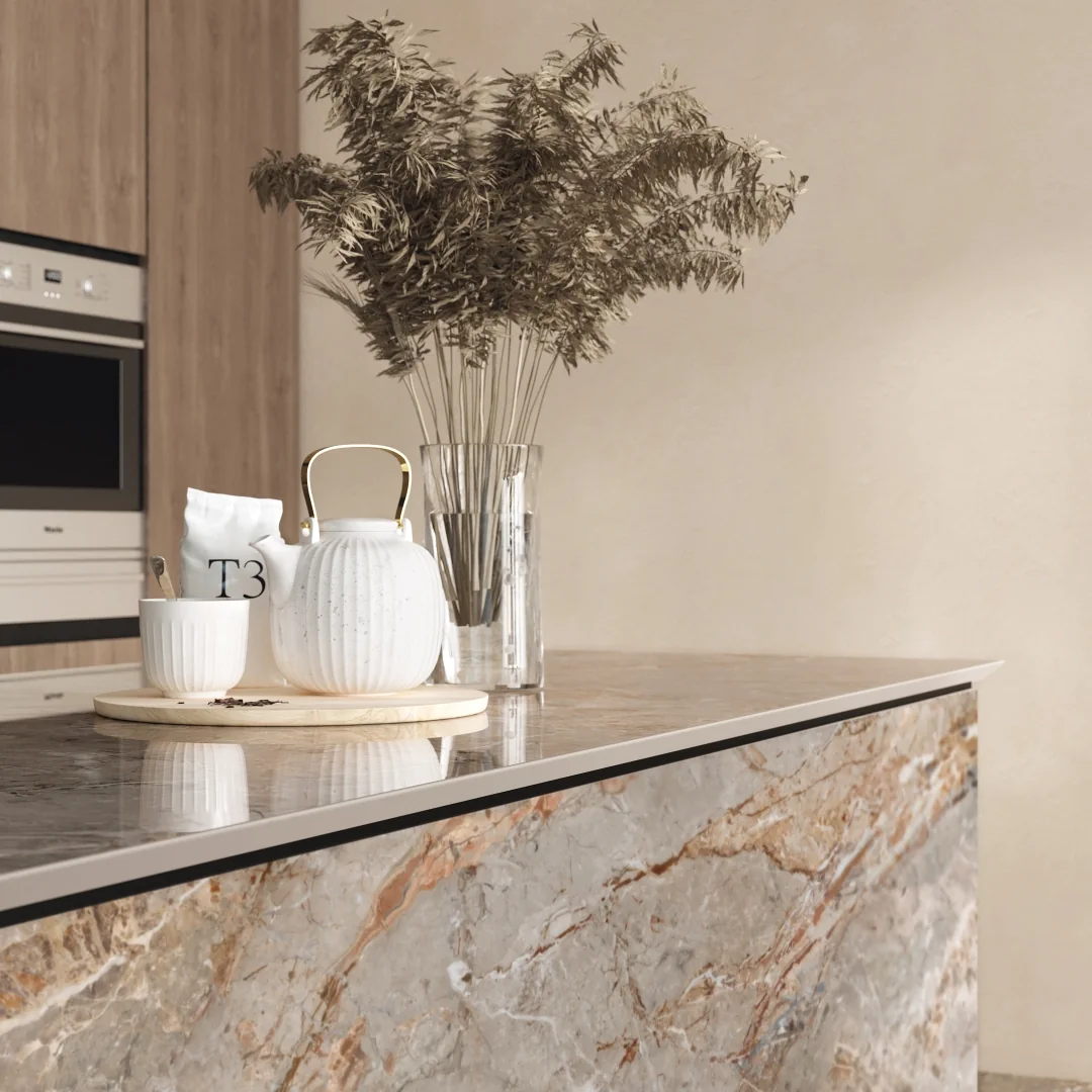 Gres La Fabbrica Ava BRECCIA ARGENTUM efekt marmur - aranzacja w eleganckiej lazience