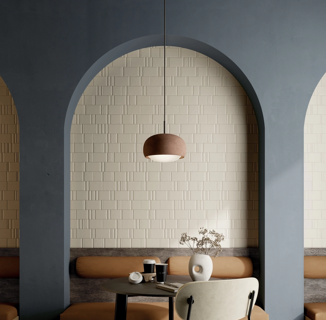 Gres La Fabbrica Ava GROOVES efekt beton - aranzacja w eleganckiej lazience