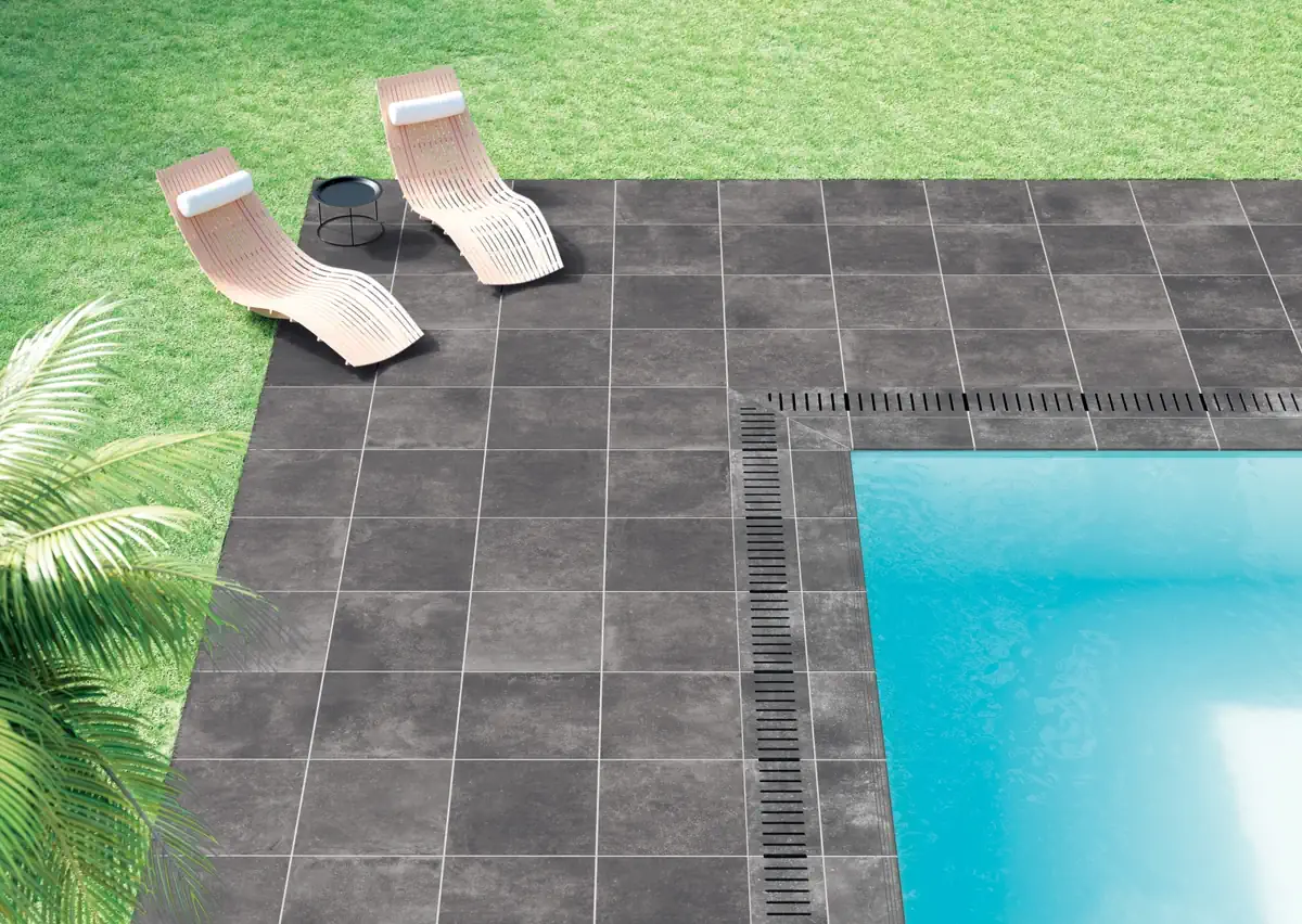 Gres La Fabbrica Ava BLUE EVOLUTION efekt kamień - aranzacja w eleganckiej lazience