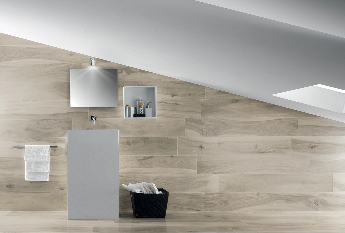 Gres La Fabbrica Ava KAURI efekt drewno - aranzacja w eleganckiej lazience