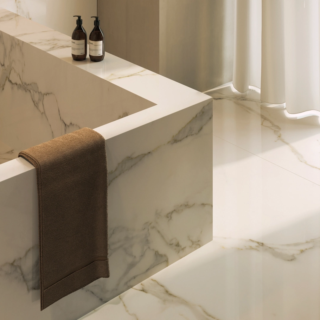 Gres La Fabbrica Ava AVASTONE efekt kamień, kolor, marmur, beton, metal, drewno - aranzacja w eleganckiej lazience
