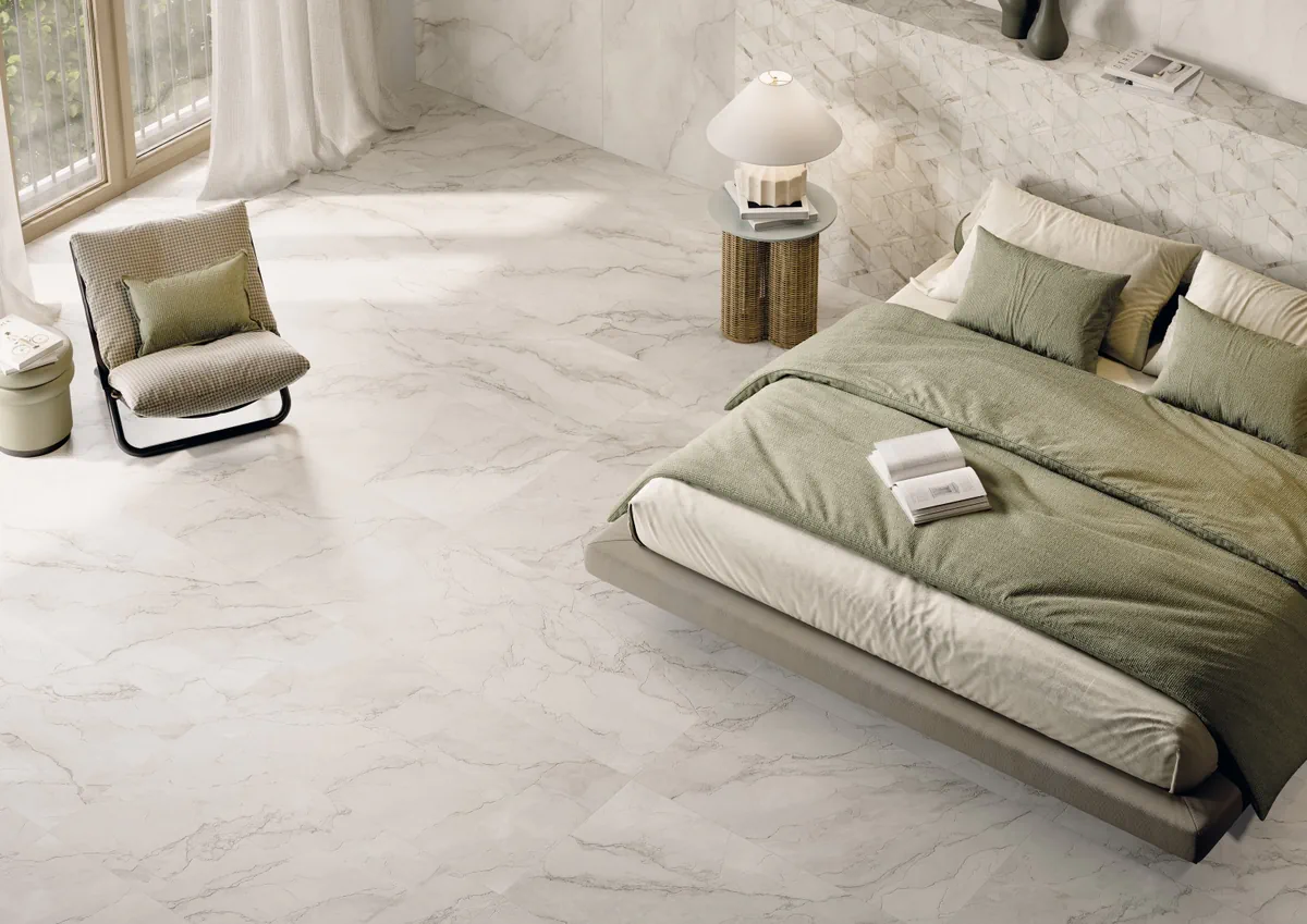 Gres La Fabbrica Ava BOLGHERI STONE efekt marmur - aranzacja w elewacji domu