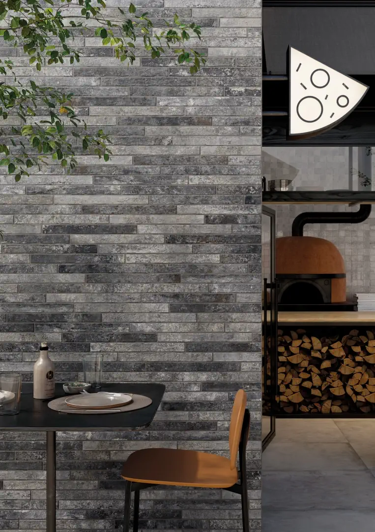 Gres La Fabbrica Ava KIST efekt cegła - aranzacja w minimalistycznym wnetrzu