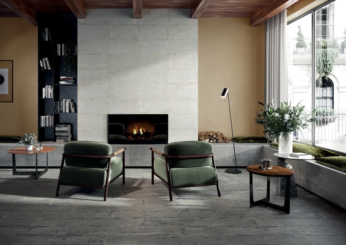 Gres La Fabbrica Ava ARTILE efekt kamień - aranzacja w minimalistycznym wnetrzu