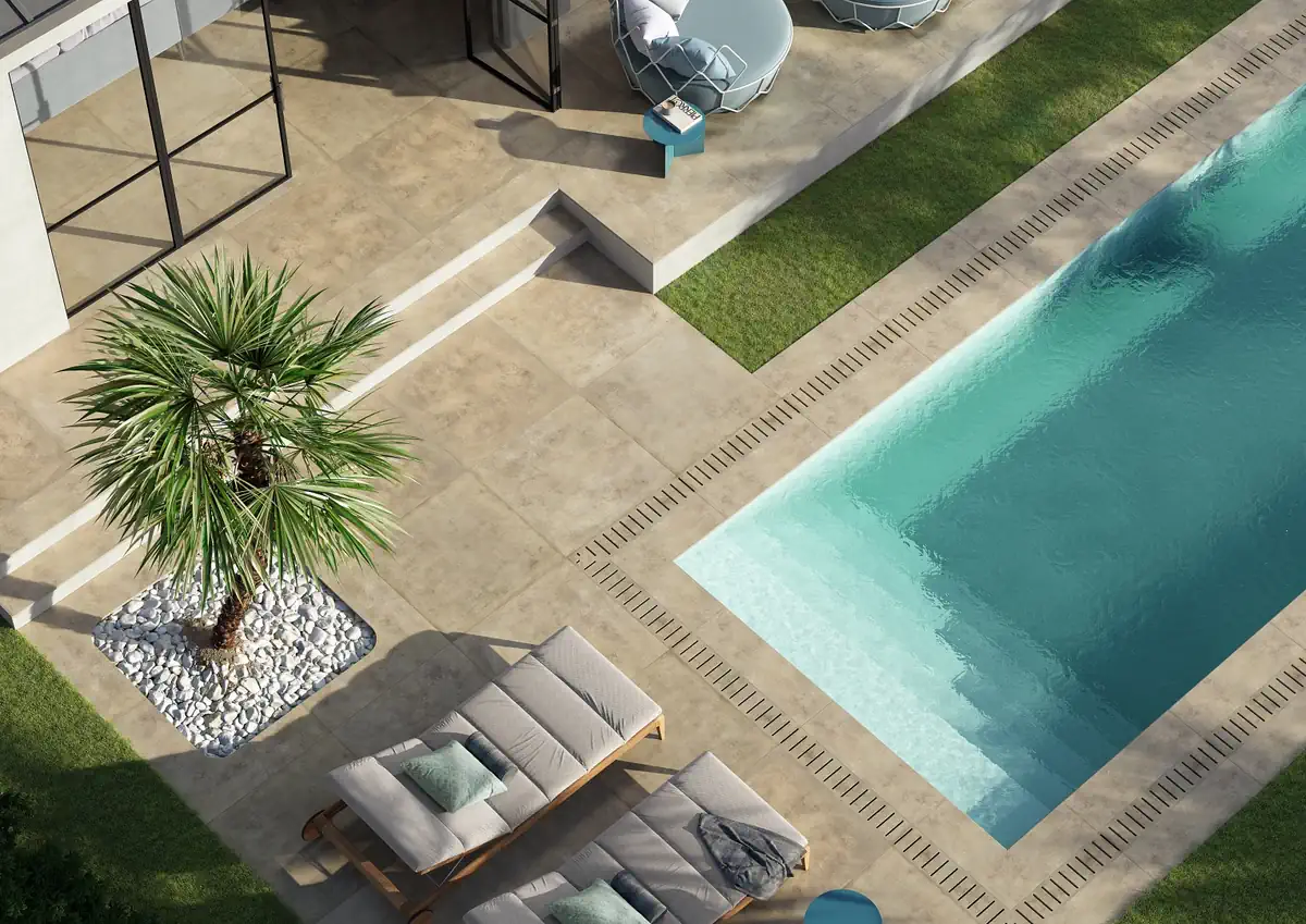 Gres La Fabbrica Ava HURBAN efekt kamień - aranzacja w minimalistycznym wnetrzu