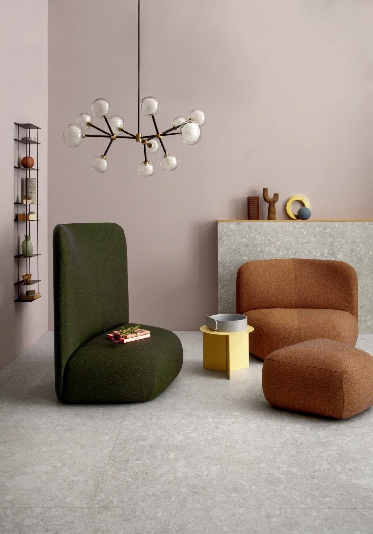Gres Lea SIDE STONE efekt marmur - aranzacja w przy kominku