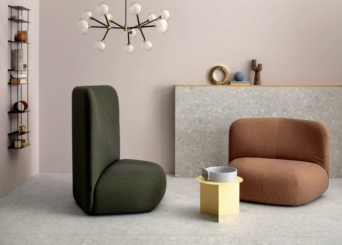 Gres Lea SIDE STONE efekt marmur - aranzacja w minimalistycznym wnetrzu