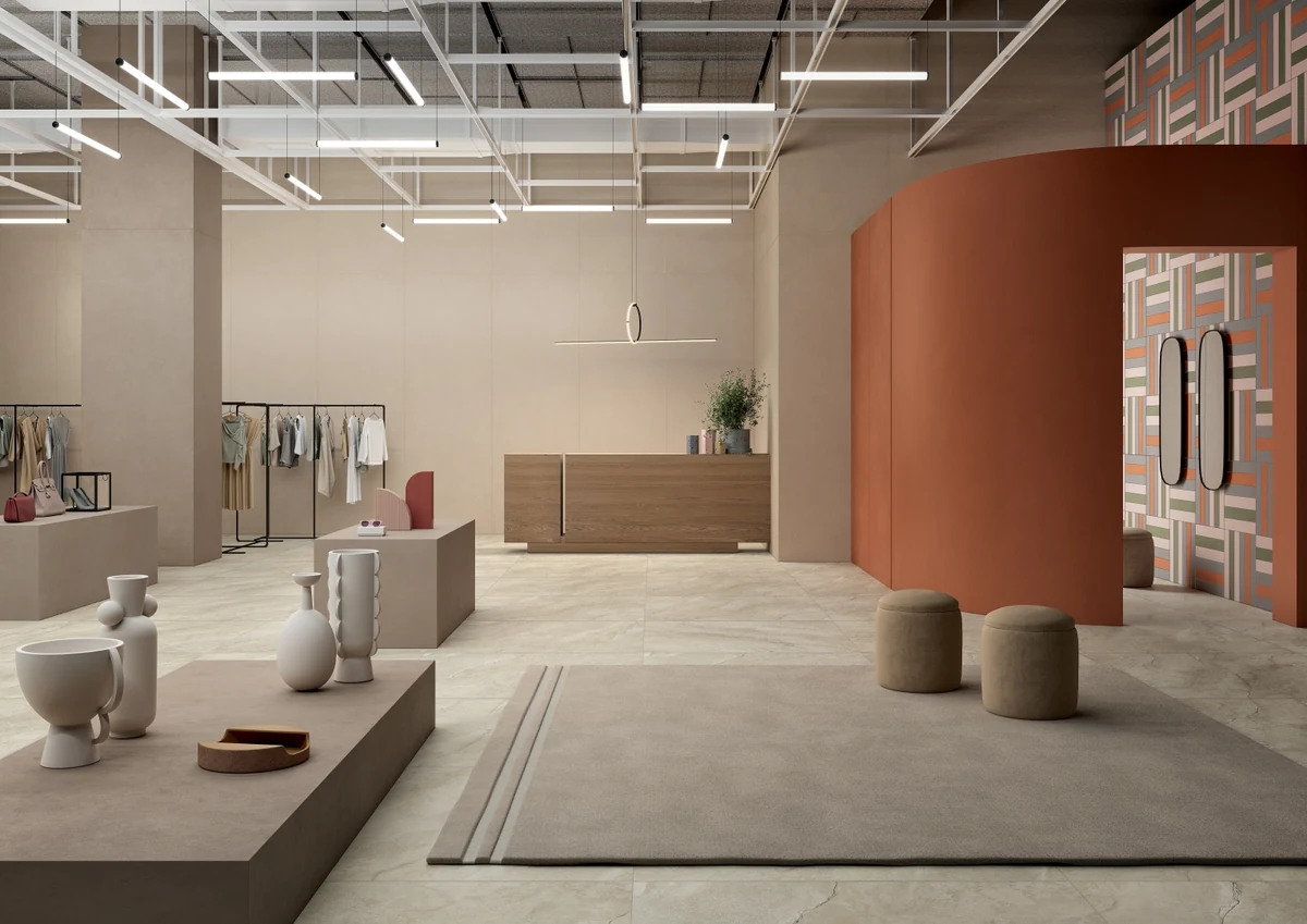 Gres Lea PIGMENTI efekt beton - aranzacja w eleganckiej lazience