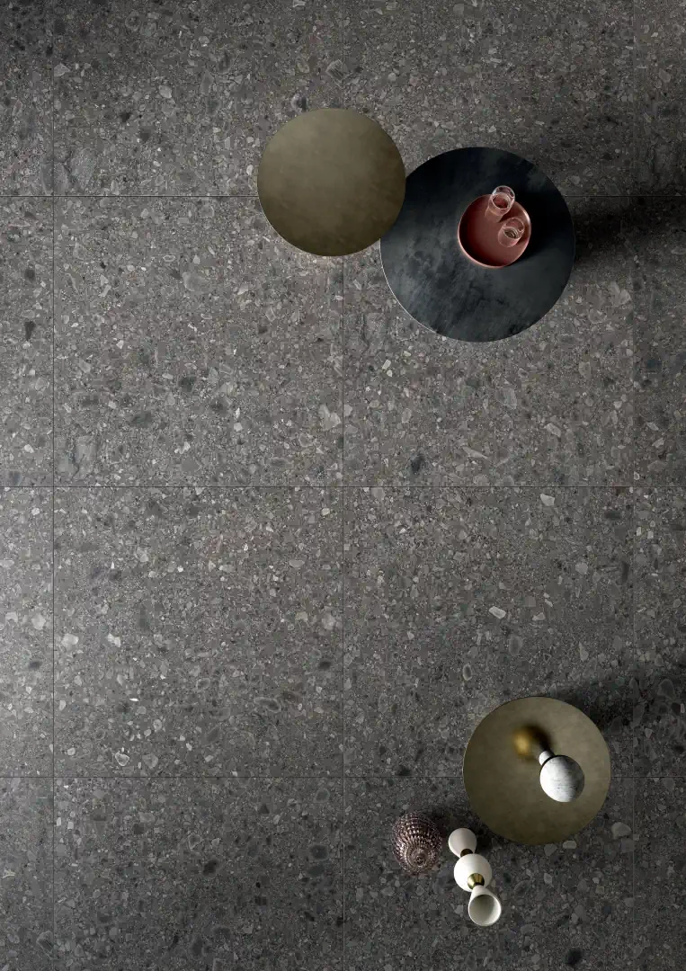Gres Lea SIDE STONE efekt marmur - aranzacja w przy kominku