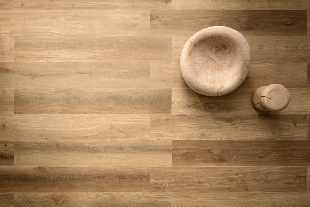 Gres Lea BIO SELECT efekt drewno - aranzacja w przy kominku