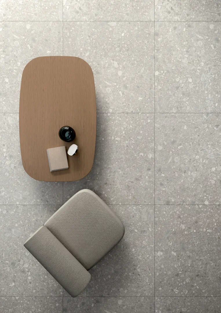 Gres Lea SIDE STONE efekt marmur - aranzacja w nowoczesnym salonie