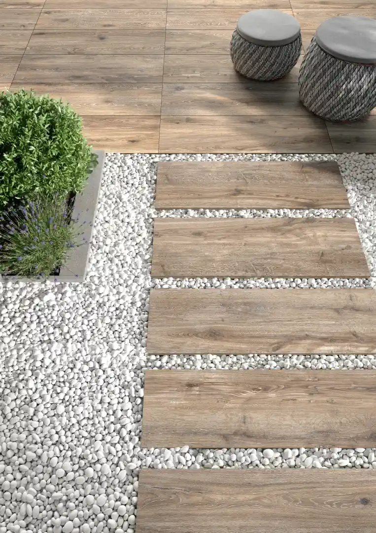 Gres Lea BIO ATTITUDE efekt drewno - aranzacja w eleganckiej lazience