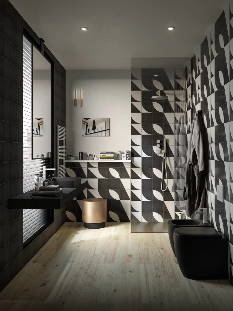 Gres Marazzi SCENARIO efekt beton - aranzacja w eleganckiej lazience