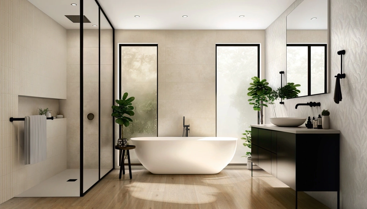 Gres Marazzi ROOM WALL efekt kamień - aranzacja w nowoczesnym salonie