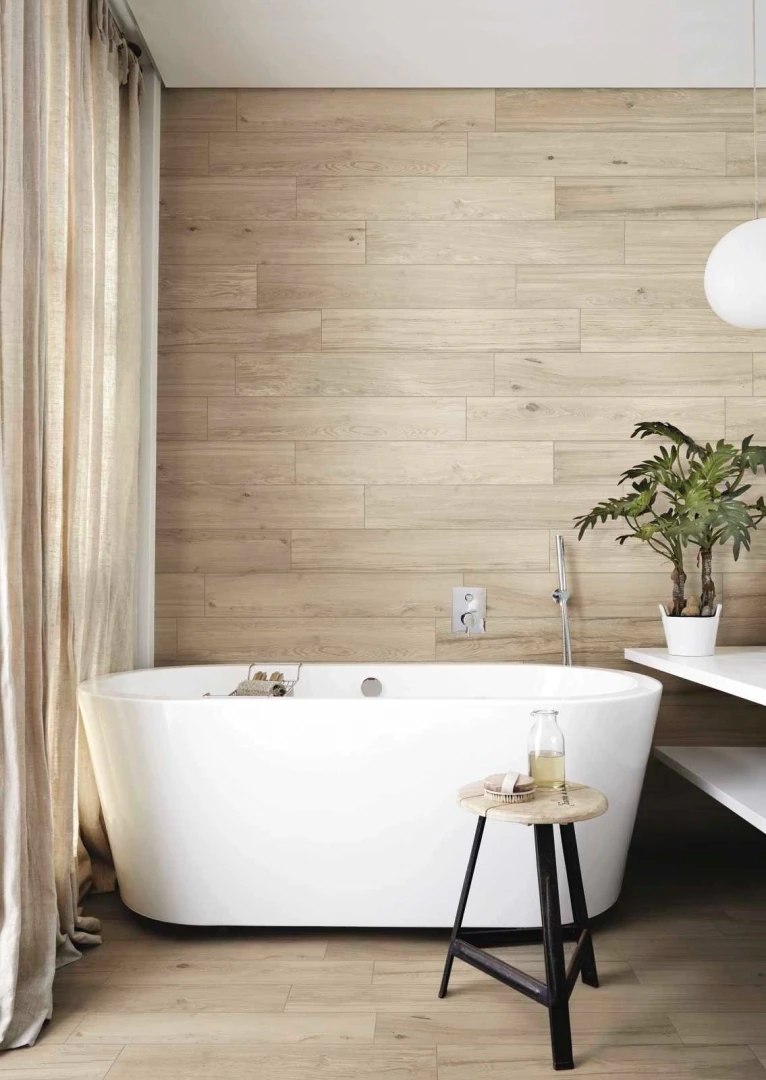 Gres Marazzi TREVERKLOOK efekt drewno - aranzacja w eleganckiej lazience