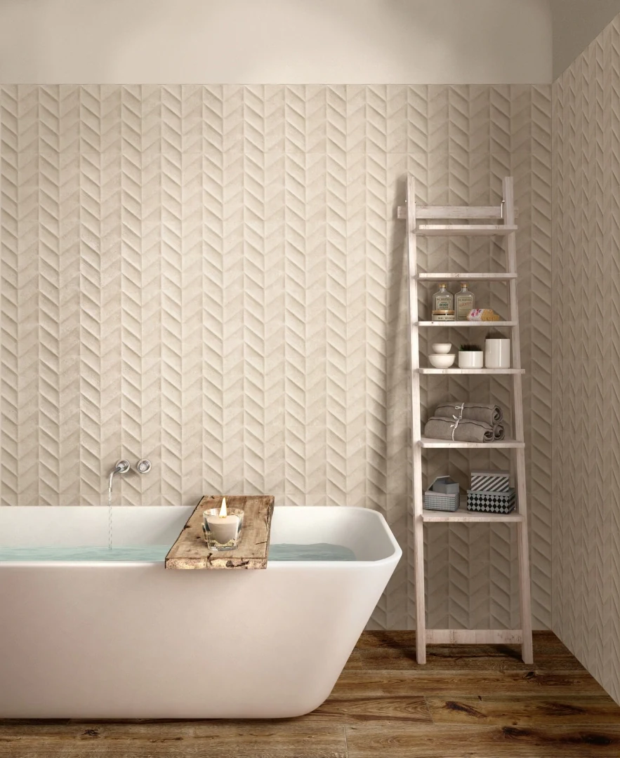 Gres Marazzi WORK efekt beton - aranzacja w minimalistycznym wnetrzu