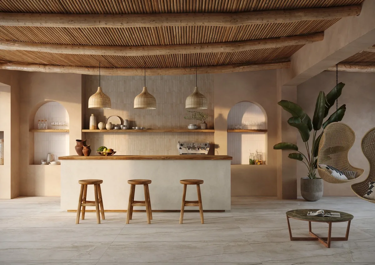 Gres Marazzi GRANDE CONCRETE LOOK efekt beton - aranzacja w eleganckiej lazience