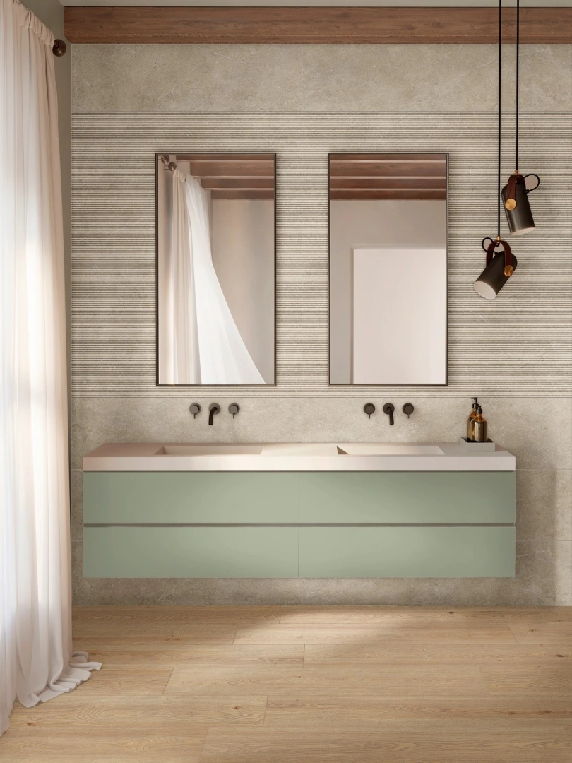 Gres Marazzi LIMESTONE WALL efekt beton - aranzacja w elewacji domu