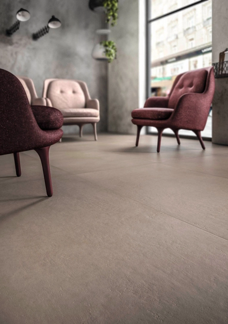 Gres Marazzi POWDER efekt beton - aranzacja w elewacji domu