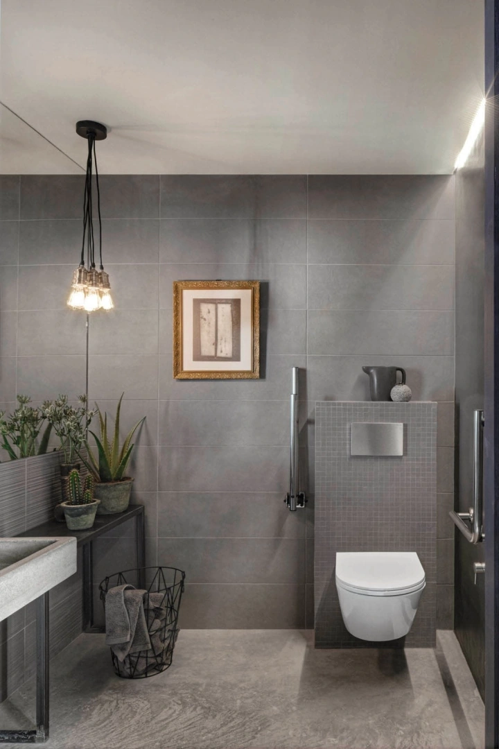 Gres Marazzi CHALK efekt beton - aranzacja w nowoczesnym salonie